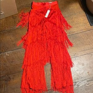 Red Fringe Pants